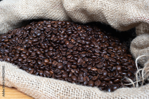 A big bag of coffee beans 