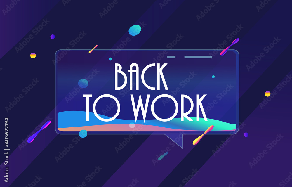 BACK TO WORK in design banner. vector template for web, print, presentation . Simple banner with minimal phrase. Trendy flat geometric print. Creative vector stock decoration. BACK TO WORK in design banner. vector template for web, print, presentation . Simple banner with minimal phrase. Trendy flat geometric print. Creative vector stock decoration.