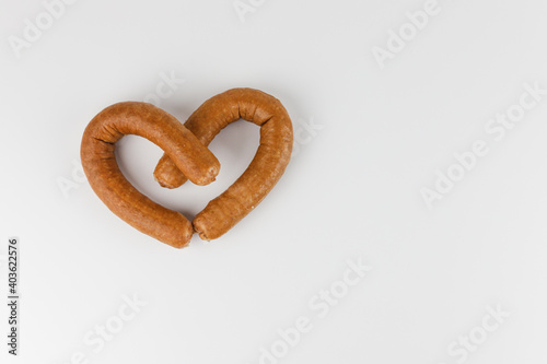 Sausages in the form of heart for Valentine's Day