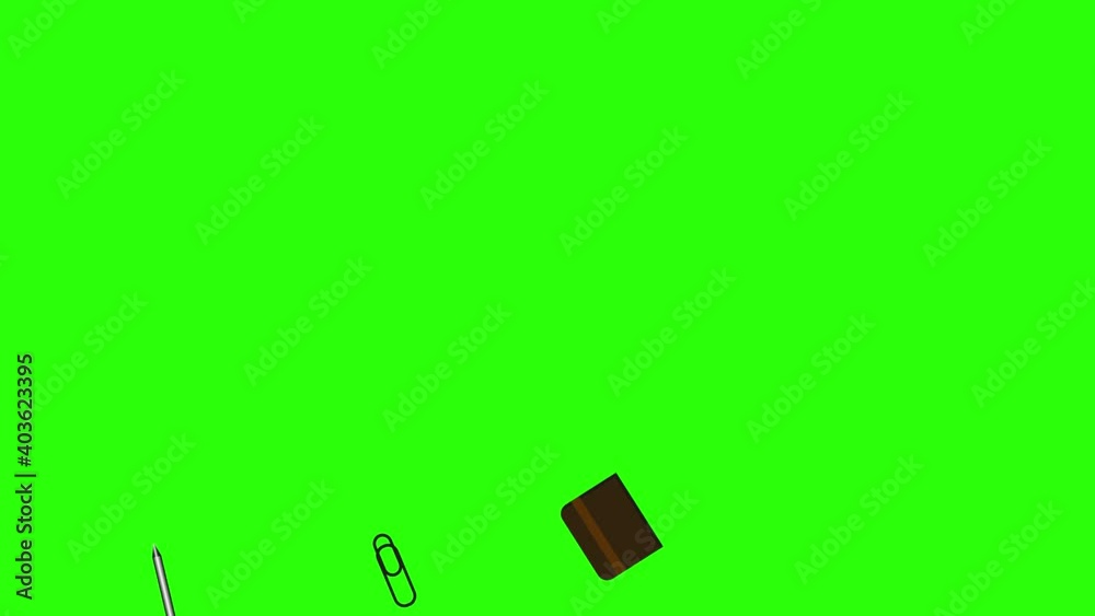 Office tools group animation , chroma key, flat design, graphic source element Office tools group animation , chroma key, flat design, graphic source element