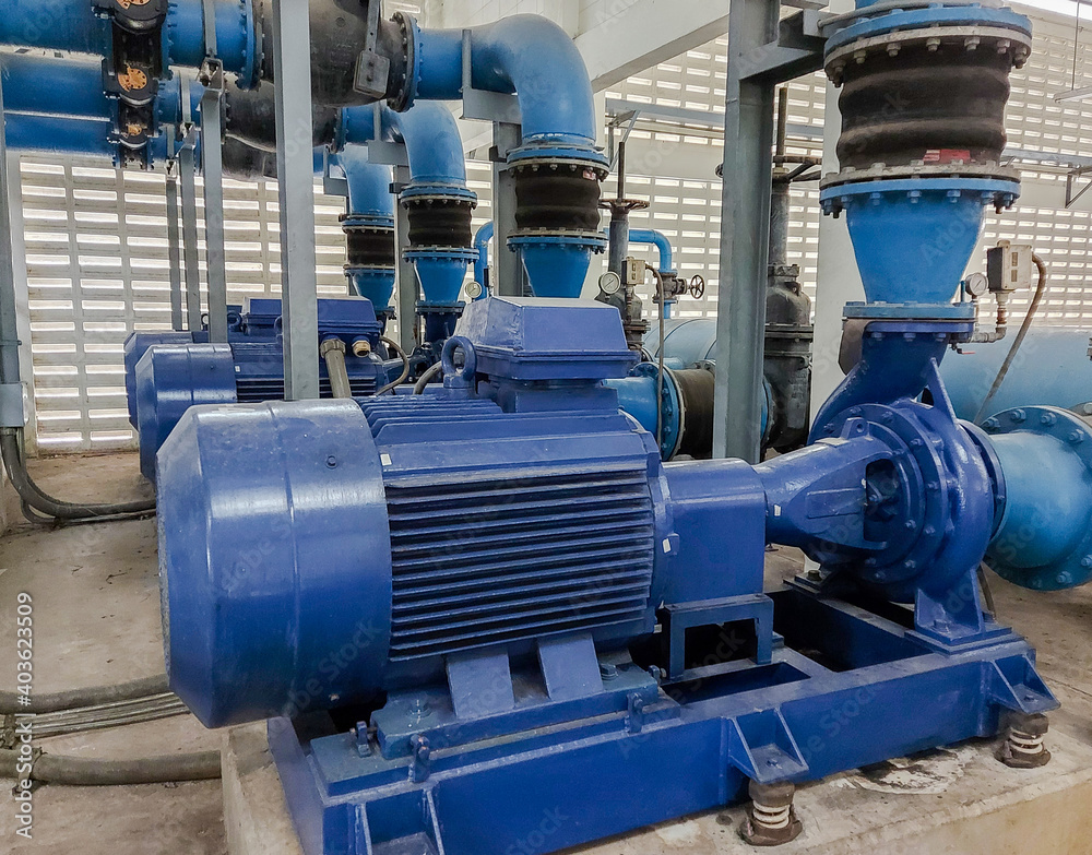 Electric motors driving water pumps. Electric motors driving water pumps.