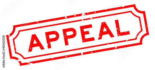 Grunge red appeal word square rubber seal stamp on white background