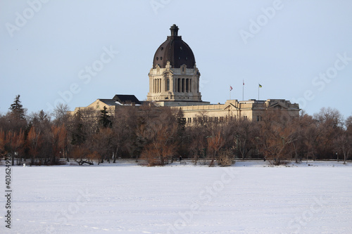 Vászonkép South view winter scene Saskatchewan Legislature