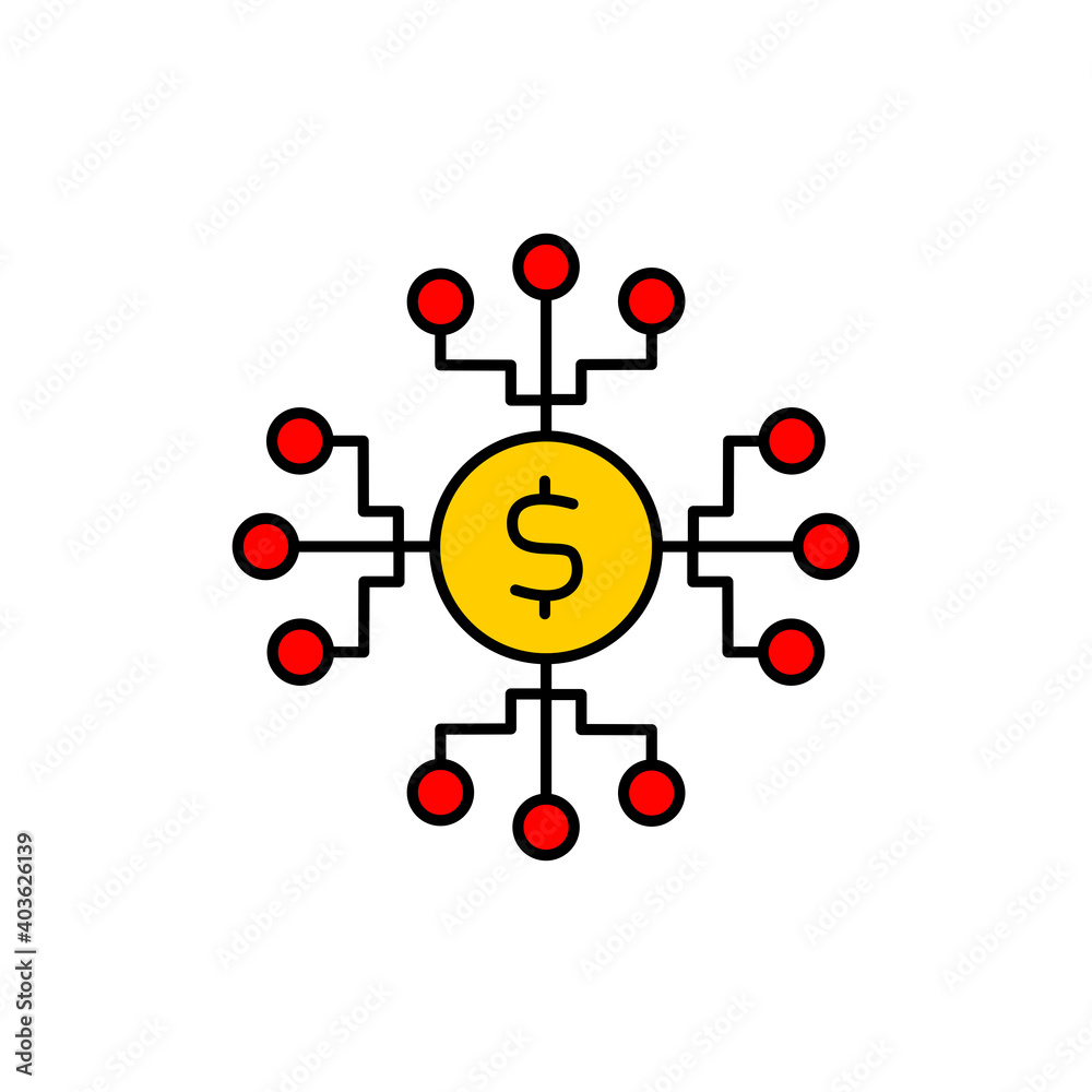 Illustration of artificial intelligence money. Illustration of technology and artificial intelligence. Vector icon Illustration of artificial intelligence money. Illustration of technology and artificial intelligence. Vector icon