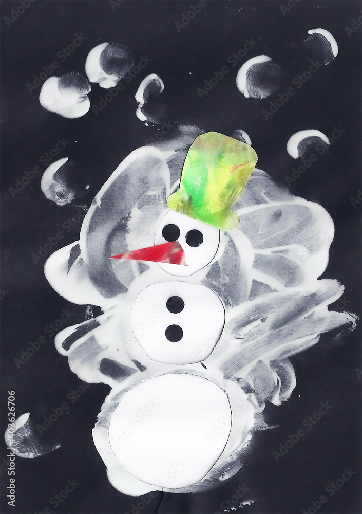 Obraz premium Gemalter Schneemann als Weihnachtskarte
