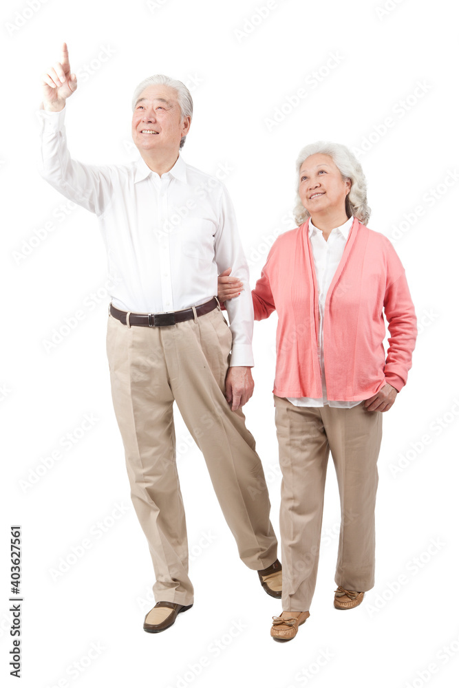 A group photo of a happy old couple A group photo of a happy old couple