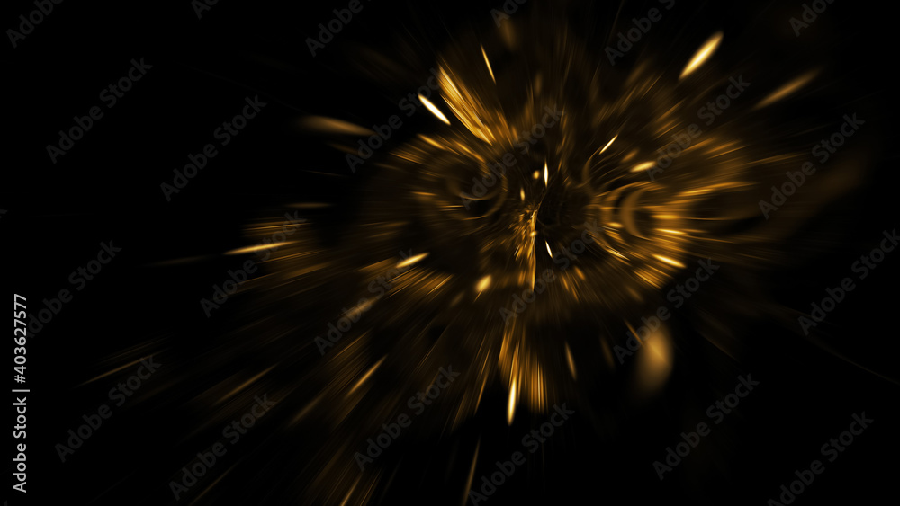 Abstract golden fireworks. Holiday background with fantastic light effect. Digital fractal art. 3d rendering. Abstract golden fireworks. Holiday background with fantastic light effect. Digital fractal art. 3d rendering.