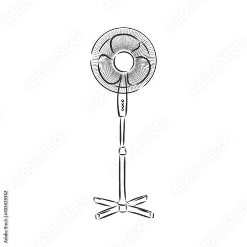 electrical fan is working vector cartoon, illustration isolated on white background. hand drawn, sketch
