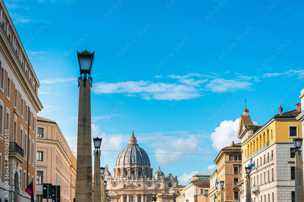 VATICAN CITY, VATICAN - January 18, 2018: Street view of Vatican city