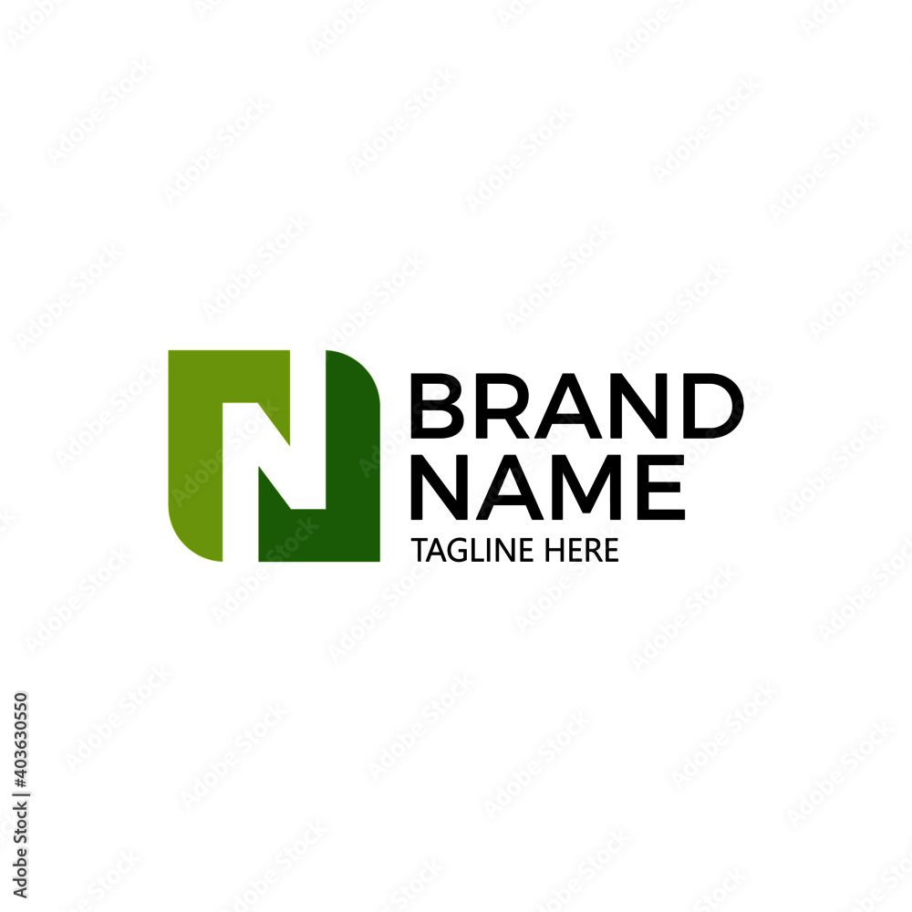 N Logo Letter Initial Logo Designs Templete with green Color for natural Brand Identity