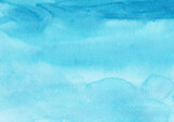 Watercolor calm blue and turquoise background. Stains on paper