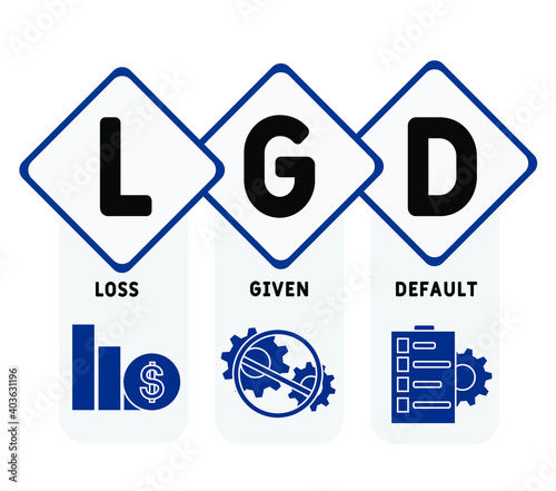 LGD - Loss Given Default acronym. business concept background.  vector illustration concept with keywords and icons. lettering illustration with icons for web banner, flyer, landing page, presentation