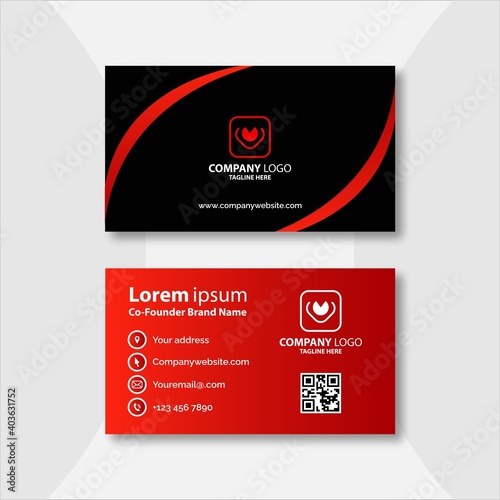 Modern presentation card with company logo. Vector business card template. Visiting card for business and personal use. Vector illustration design. Clean professional business card template. 
