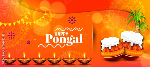 South Indian Festival Pongal Background Template Design Vector Illustration Happy Pongal Holiday Harvest Festival of Tamil Nadu 