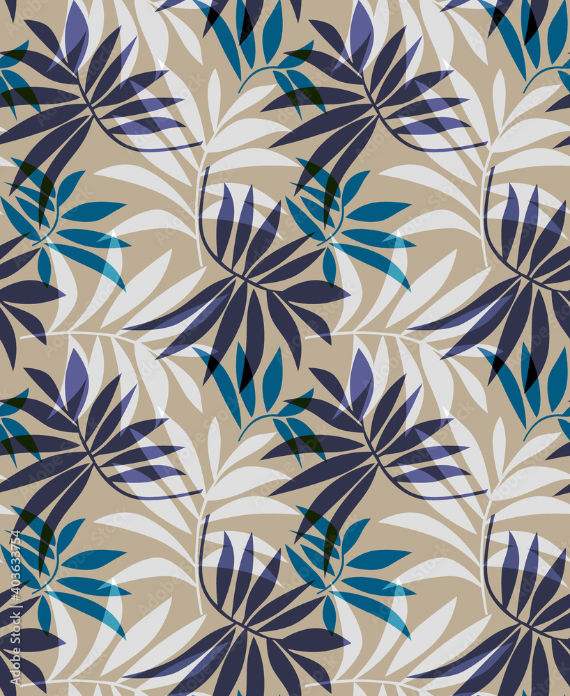 Seamless graphic leaf pattern, plant print. Seamless graphic leaf pattern, plant print.