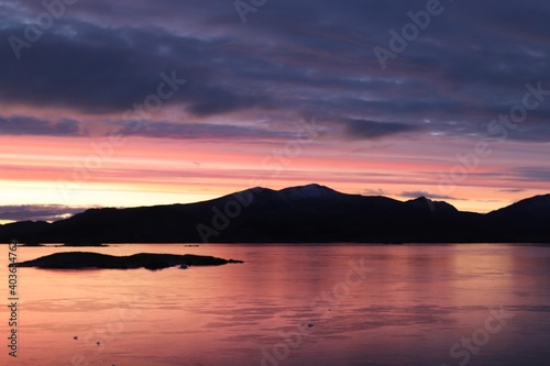 Sunrise over the sea, south uist, hebrides, scotland