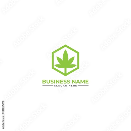 cannabis hexagon logo hemp weed marijuana cbd oil polygon logo