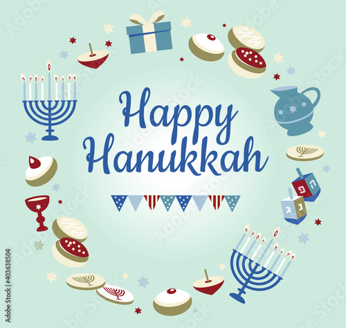Hanukkah greeting card. Jewish Festival of Light