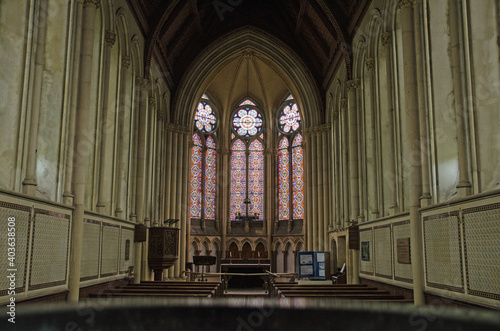 Aisle of historic church of St Mary, Itchen Stoke, Hampshire