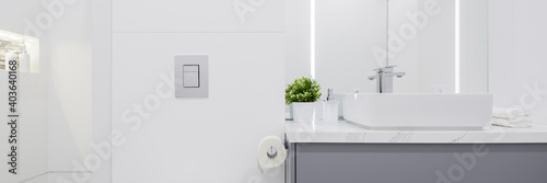 Bathroom with simple washbasin  panorama