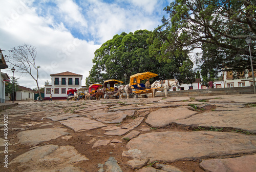 Horse-drawn carriages waiting in Tiradentes, Minas Gerais, Brazil © FRANCESCO