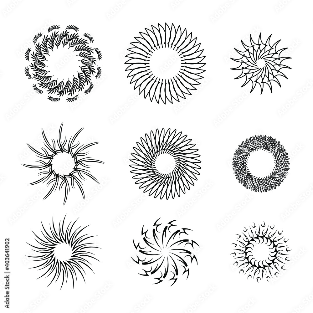 Set Abstract Collection Starburst Black Line Doodle Design Elements Vector Set Abstract Collection Starburst Black Line Doodle Design Elements Vector