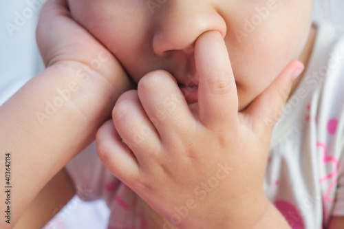 Canvas Print nose picking. Child picking his nose