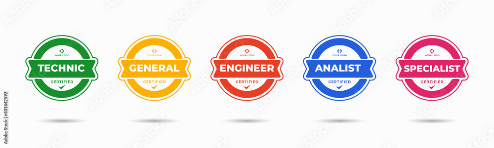 Set of company training badge certificates to determine based on criteria. Vector illustration certified logo design. Set of company training badge certificates to determine based on criteria. Vector illustration certified logo design.