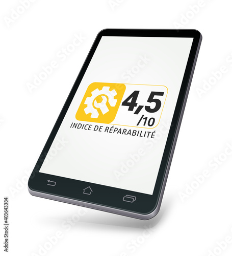 Smartphone avec un indice moyen de réparabilité jaune