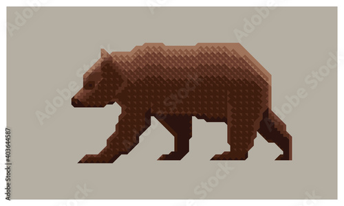 Grizzly bears. North America animal, brown bear. Flat vector illustration isolated on white background.