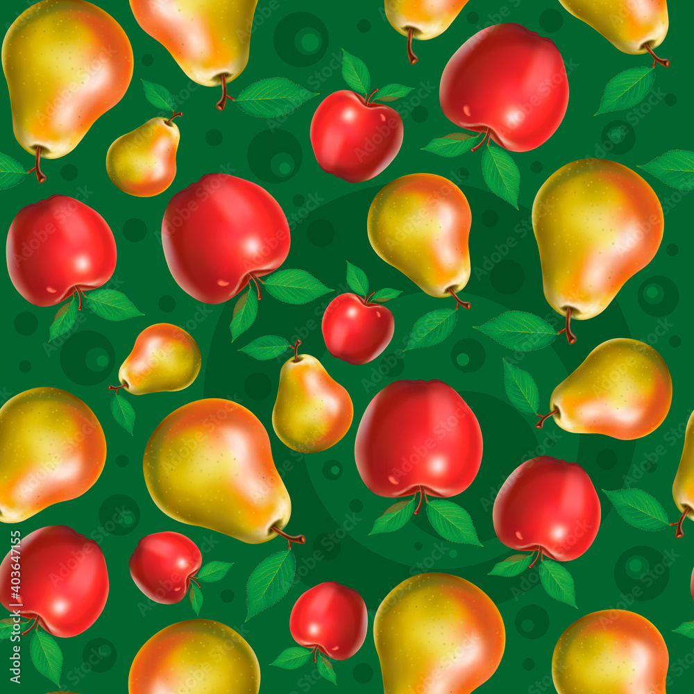 Pattern, geometric pattern seamless from
apple and pear. Print. Pattern, geometric pattern seamless from
apple and pear. Print.