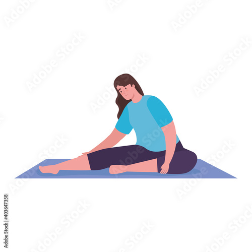 Woman stretching on mat design, Gym sport and bodybuilding theme Vector illustration