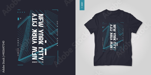 New York City graphic t-shirt design, abstract print, vector illustration
