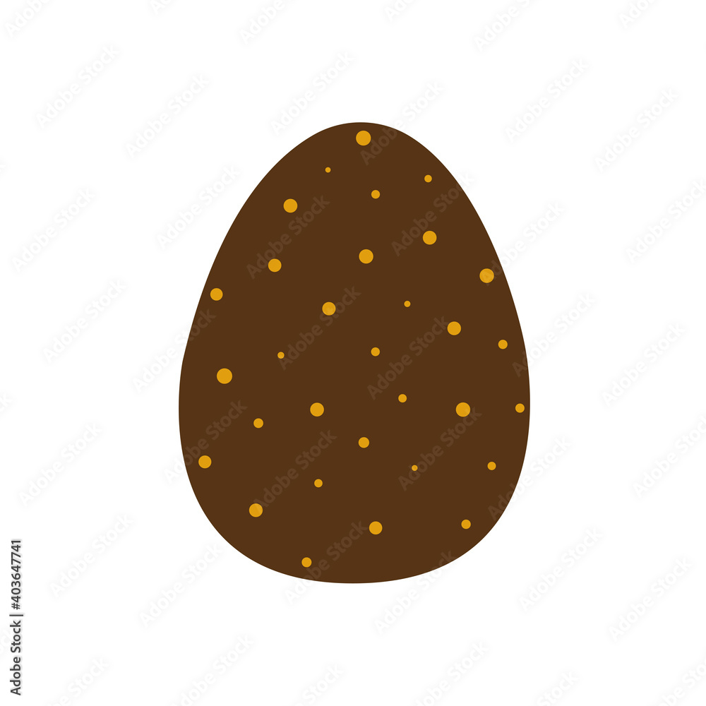 Easter egg decorated with gold polka dots. Traditional food for the Orthodox and Catholic holidays. Happy easter. Colorful vector illustration isolated. Icon or card flat Easter egg decorated with gold polka dots. Traditional food for the Orthodox and Catholic holidays. Happy easter. Colorful vector illustration isolated. Icon or card flat