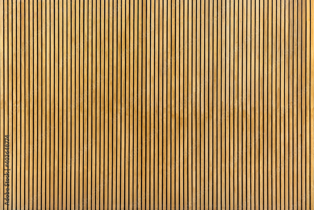 Wood slats, timber battens wall pattern surface texture. - obrazy, fototapety, plakaty 