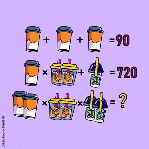 Mathematical riddle, educational game for children and adults, rebus.Riddle for the mind. Riddle with numbers. Vector. Mathematical rebus. Result. Crossword for social networks