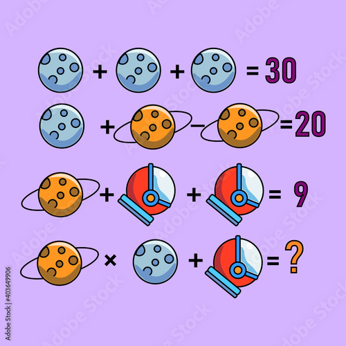 Mathematical riddle, educational game for children and adults, rebus.Riddle for the mind. Riddle with numbers. Vector. Mathematical rebus. Result. Crossword for social networks