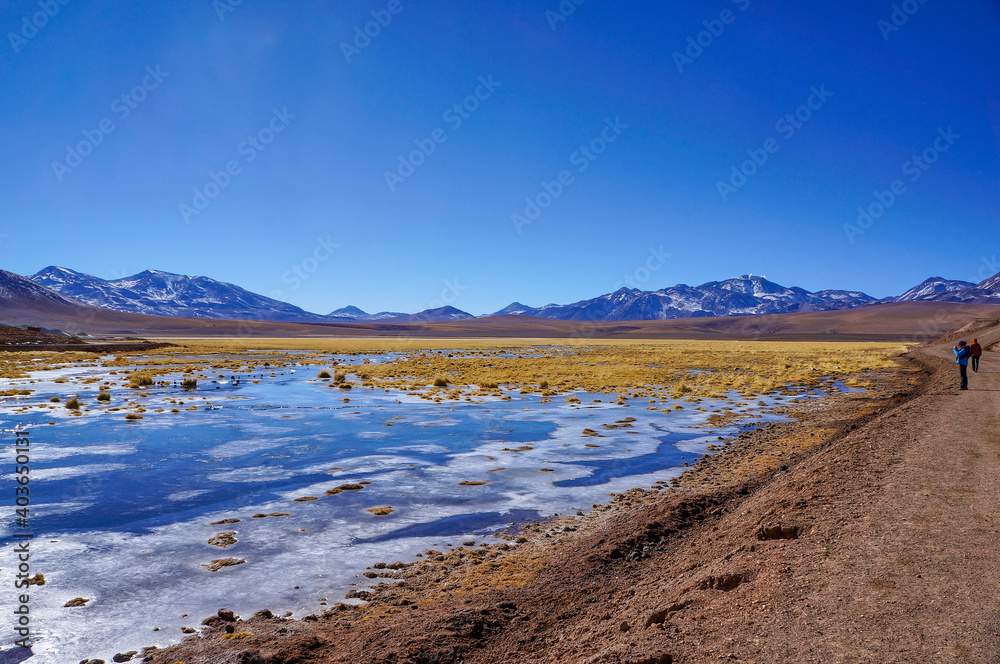 People admiring the view at Vado Rio Putana in the Atacama Desert, Antofagasta, Chile