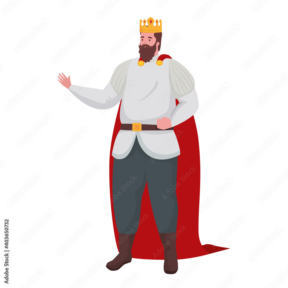 Fairytale king cartoon design, Fantasy magic and medieval theme Vector illustration