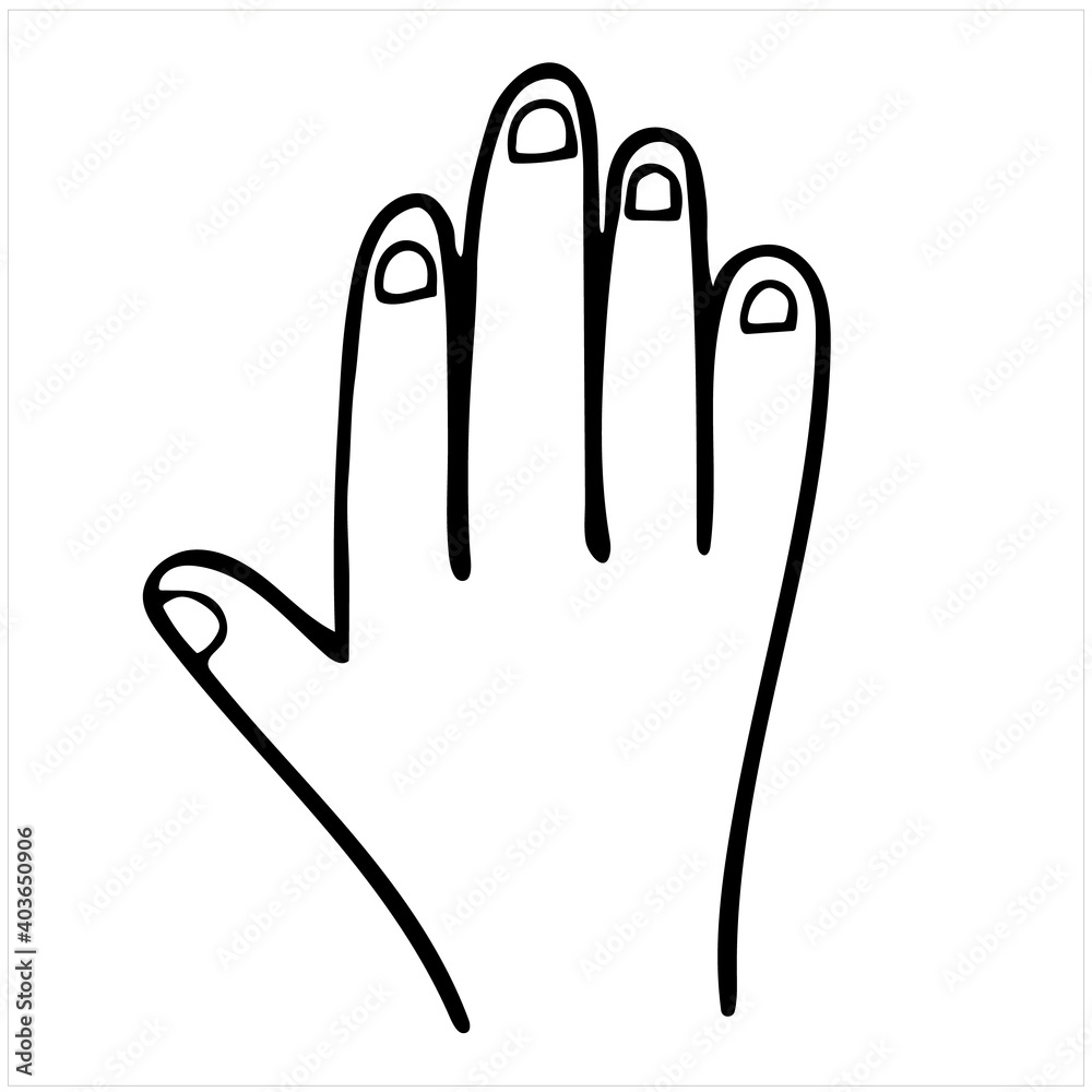 Obraz premium Hand. Isolated simple hand drawn vector illustration in black and white.