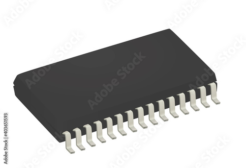 Black micro controller. electronic chip. vector