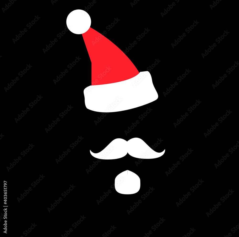 Santa Claus Hat And Beard in abstract background with merry christmas - vector illustration Santa Claus Hat And Beard in abstract background with merry christmas - vector illustration