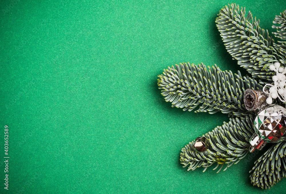 Green background with fir branches. Christmas background. Green background with fir branches. Christmas background.