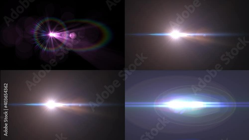 Set of Optical lens flash effect, 4K light beam, high quality and realistic, lens flash, studio flash, light leak,natural light effect lamp rays, horizon light, pulse and glow
