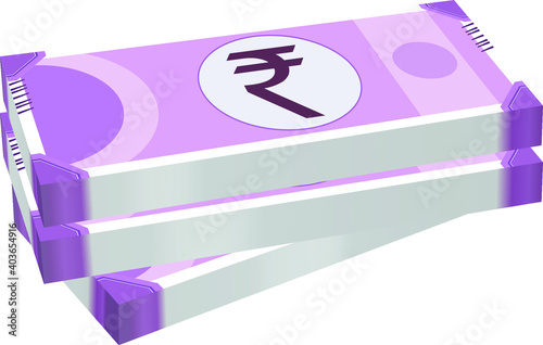 2000 India Rupee isolated on white background. Vector illustration. New Rupees.