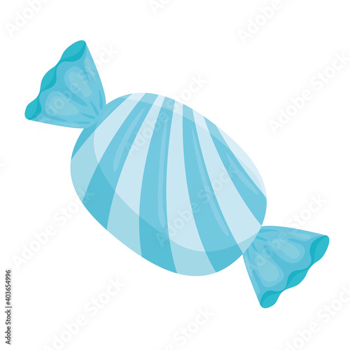 Sweet blue and striped candy design, Sugar caramel bonbon food and dessert theme Vector illustration