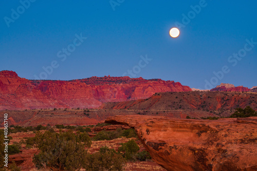 Moon Over the Cliffs of Capital Reef