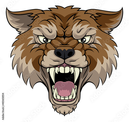 A wolf or werewolf angry dog monster scary animal mascot