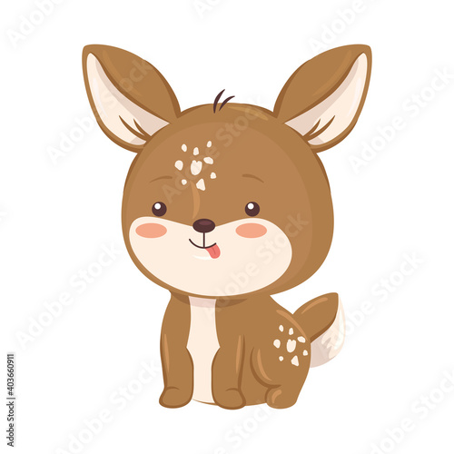 Kawaii reindeer animal cartoon design  Cute character and nature theme Vector illustration