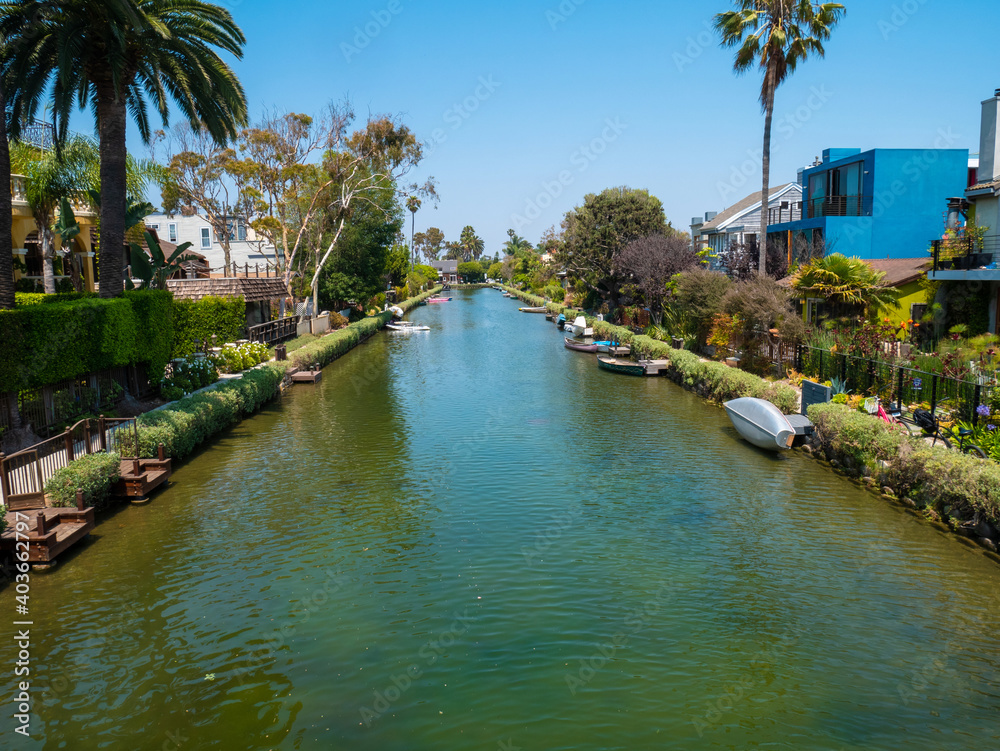 Beautiful view of Venice Beach canals in California Beautiful view of Venice Beach canals in California